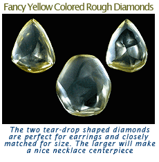 fancy yellow colored rough diamonds